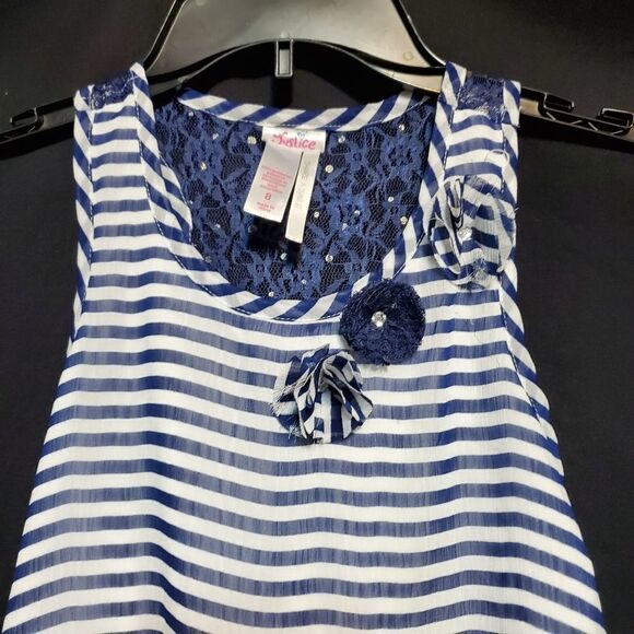 Justice Blue & White Striped Tank Top (8) - Picture 2 of 5